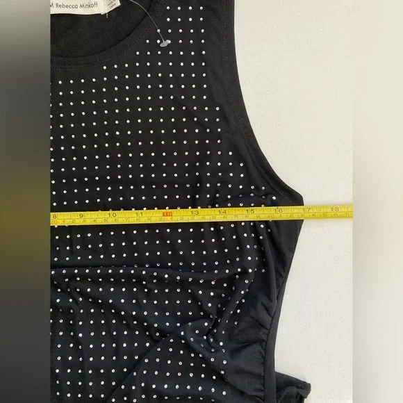 Rebecca Minkoff | Women’s Black Sleeveless Blouse With Rhinestones - Picture 7 of 7